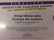 „Energia dla seniora” w najlepszej dziesiątce akcji edukacyjnych w Polsce