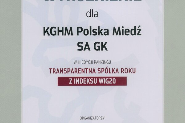 KGHM Transparentna Spółka Roku