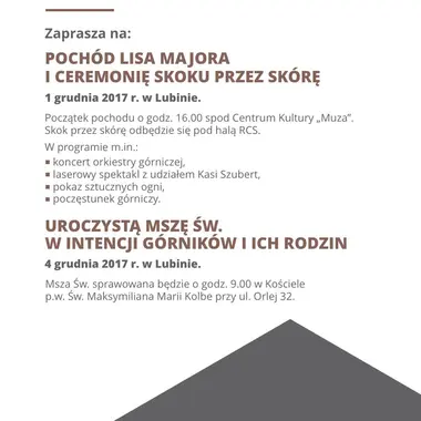 Barbórka 2017 - plan obchodów