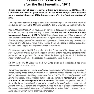 KGHM Group results_three_quarters_2015