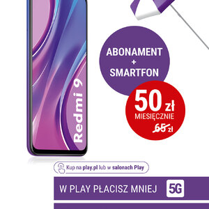 W Play płacisz mniej – abonament i smartfon już za 50 złotych miesięcznie - plakat Xiaomi