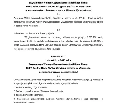 Tresc podjetych uchwal ZWZ PMPG 04 07 2023