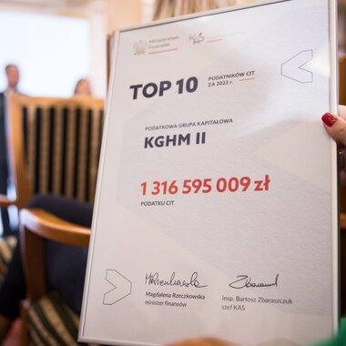 KGHM w TOP10 podatników CIT za 2022 r.
