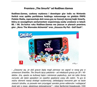 2023 11 17 Dziś premiera The Smurfs od RedDeer Games - informacja prasowa