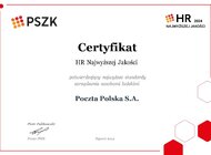 Poczta Polska z kolejnym certyfikatem HR Najwyższej Jakości