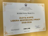 KGHM ze Złotą Kartą Lidera Bezpiecznej Pracy