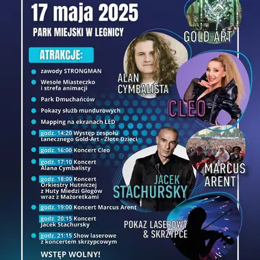 Plakat piknik z okazji Dnia Hutnika 17 maja w Legnicy