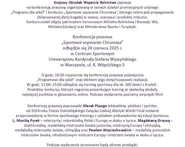 Sportowe Wyzwanie Chrumasa – krajowe głosowanie w konkursie z misją