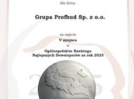 PROFBUD w czołówce Ogólnopolskiego Rankingu Najlepszych Deweloperów Mieszkaniowych 2025