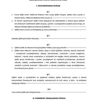 Statut Spółki Platforma Mediowa Point Group SA