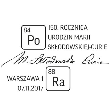 150 rocznica urodzin Marii Skłodowskiej-Curie _ datownik 