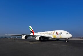 Emirates' 100th Airbus A380 with 'Year of Zayed' livery.JPG