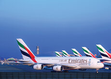 Emirates A380 Fleet at Dubai International.jpg