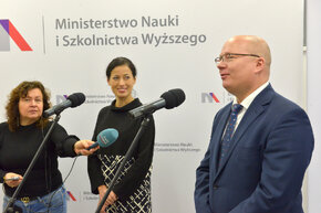 Inauguracja Centrów Badawczych Politechniki Gdańskiej z udziałem Anny Budzanowskiej, podsekretarz stanu w Ministerstwie Nauki i Szkolnictwa Wyższego i prof. Krzysztofa Wilde, rektora Politechniki Gdańskiej