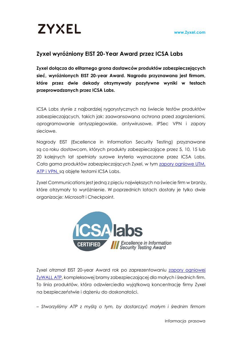 Zyxel_PR_Zyxel wyróżniony EIST 20-Year Award przez ICSA Labs.pdf