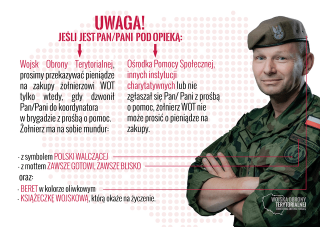 Uwaga, próba wyłudzeń na żołnierza WOT