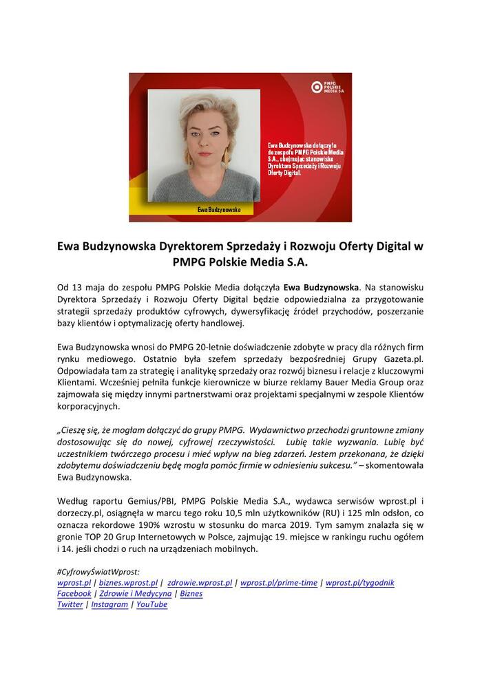 Ewa Budzynowska Dyrektorem Sprzedaży i Rozwoju Oferty Digital w PMPG Polskie Media S.pdf
