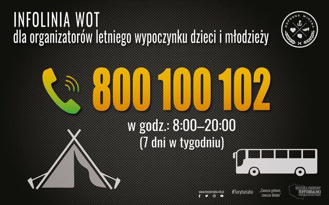 800-100-102 Infolinia wsparcia wypoczynku przez WOT