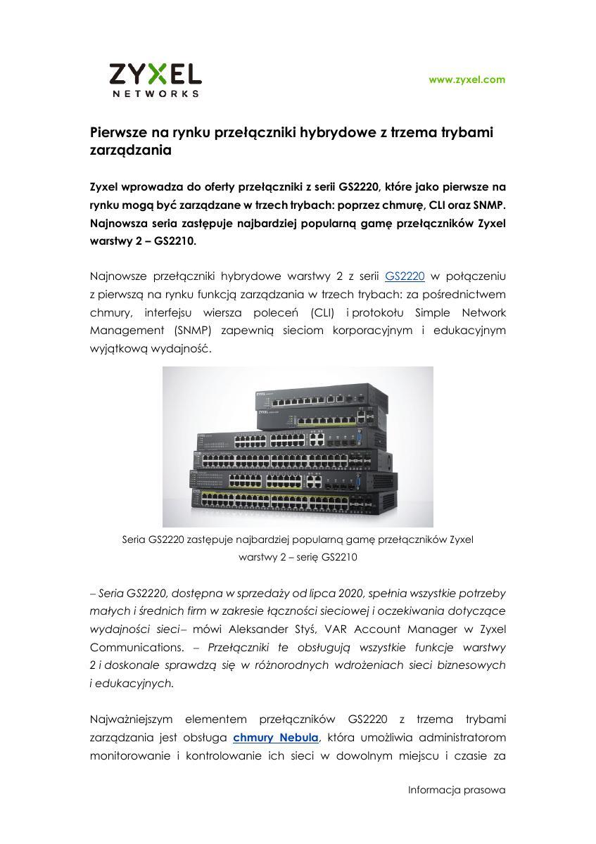 Zyxel Networks_PR_Pierwsze na rynku przełączniki hybrydowe z trzema trybami zarządzania.pdf