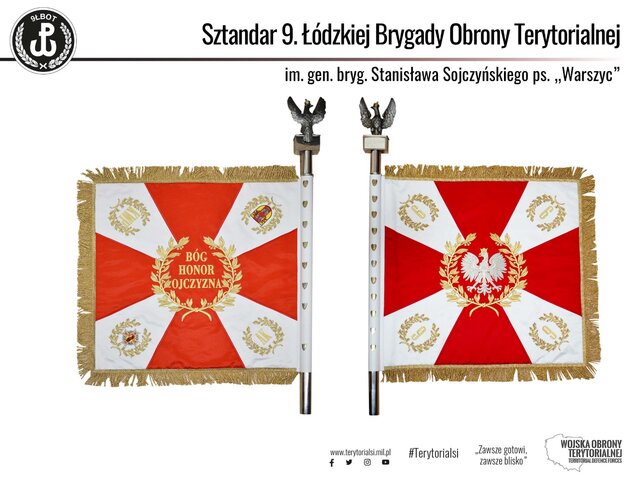 Sztandar wojskowy 9 Łódzkiej Brygady OT