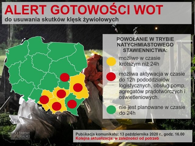 Podwyższenie alertu gotowości do działań kryzysowych WOT w dniu 14.10.2020 r.