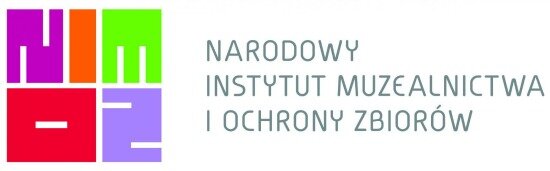 Logo Narodowego Instytutu Muzealnictwa i Ochrony Zbiorów. Litery N I M O Z ułożone w kwadrat. Po prawej w trzech liniach napis Narodowy, Instytut Muzealnictwa, i ochrony zbiorów.