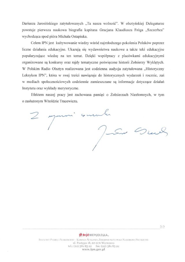 List dr. Jarosława Szarka