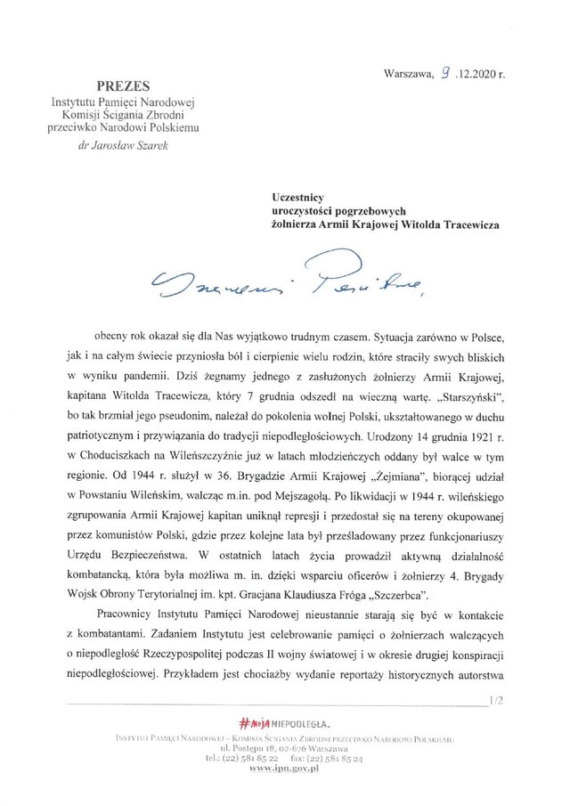 List dr. Jarosława Szarka