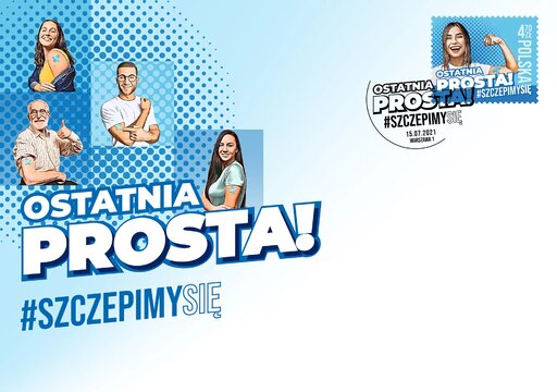 #SZCZEPIMYSIĘ znaczek, koperta, datownik, 