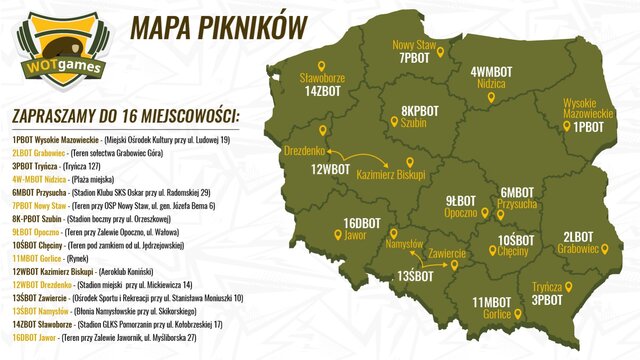 Mapa pikników WOTgames z adresami