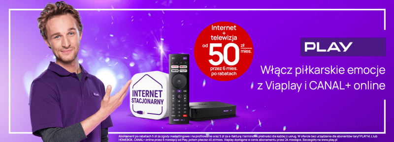 Największe sportowe emocje z Play dzięki telewizji z internetem już od 50 zł miesięcznie 