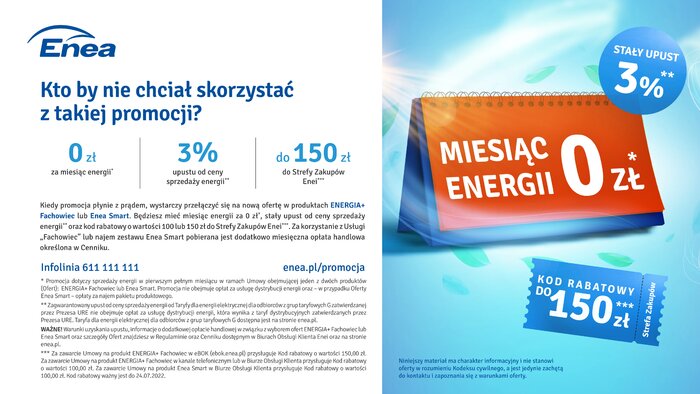 Promocja „Miesiąc energii gratis” dla klientów Enei (2)