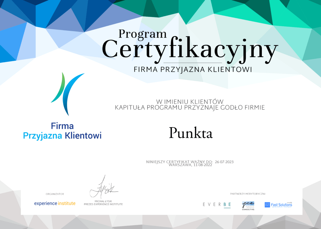 Punkta certyfikat FPK2022