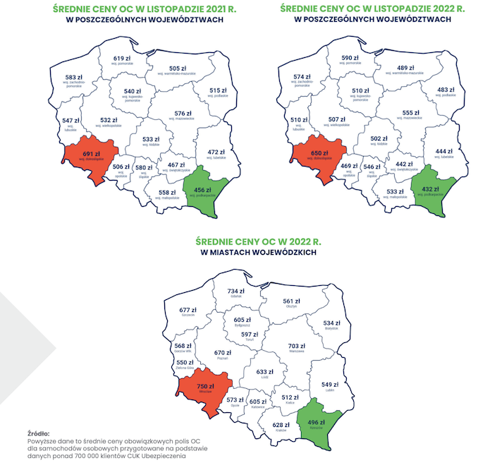 Ceny OC komunikacyjnego wg województw lr (2)