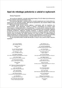 apel do młodego pokolenia