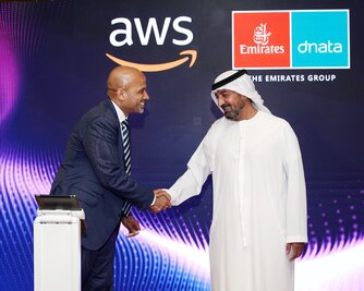 The Emirates Group in collaboration with AWS have signed an agreement to develop an immersive Extended Reality (iXR) platform to transform its employee experiences. From left: Al Opher, Vice President of Professional Services - AWS; His Highness Sheikh Ahmed bin Saeed Al Maktoum, Chairman & Chief Executive - Emirates Airline & Group