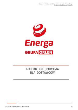 Pobierz Kodeks Postępowania dla Dostawców ENERGA GRUPA ORLEN