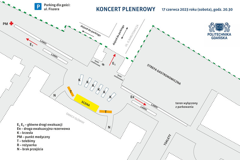 Koncert plenerowy na PG - mapa terenu