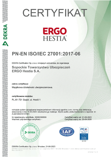 Certyfikat ISO 27001