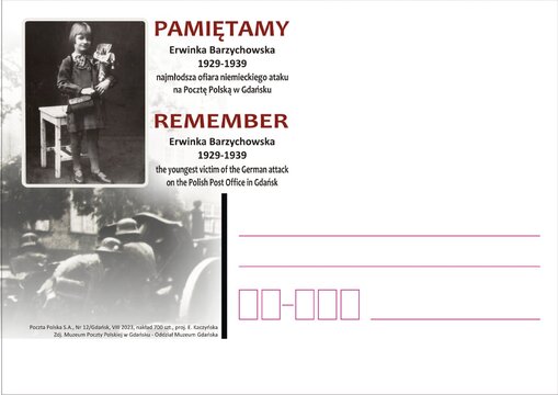 Kartka okolicznosciowa Pamietamy ErwinkaBarzychowska 1929-1939 Gdansk 