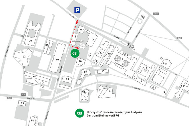 Centrum Ekoinnowacji PG - zawieszenie wiechy - mapa wydarzenia