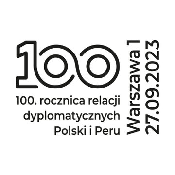 100 rocznica Relacji Dyplomatycznych Polska Peru - datownik 