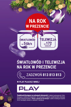 Play na święta cały w prezentach! Światłowód i telewizja na rok w prezencie! (3) 