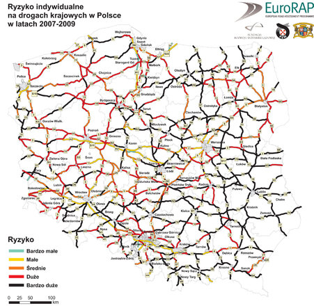 Mapa ryzyka indywidualnego na drogach krajowych w Polsce