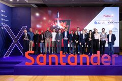 Grafika przedstawiająca finalistów konkursu Santander X Startup Award – Poland 2023.