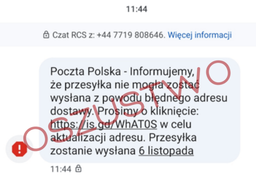 Przykład fałszywej wiadomości 1 