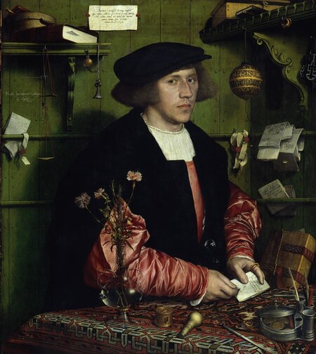 6.	Hans Holbein Młodszy, Portret kupca gdańskiego Georga Giesego w kantorze hanzeatyckim w Londynie w 1532 r., fot. J. P. Anders, 2024 r.
Ze zbiorów Staatliche Museen w Berlinie, Gemäldegalerie 
