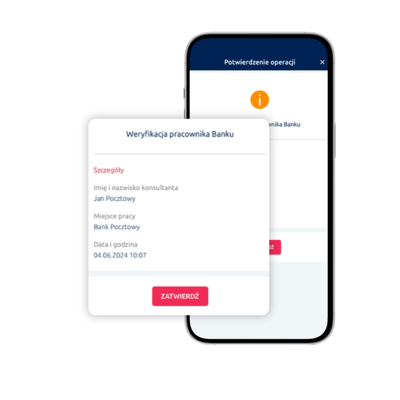 screen potwierdzenie operacji komunikaty weryfikacja tożsamości pracownika Banku 16-08-2024