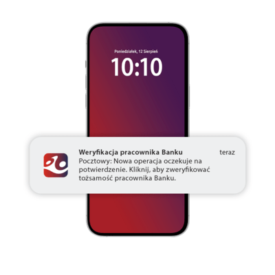 screen powiadomienie komunikaty weryfikacja tożsamości pracownika Banku 16-08-2024