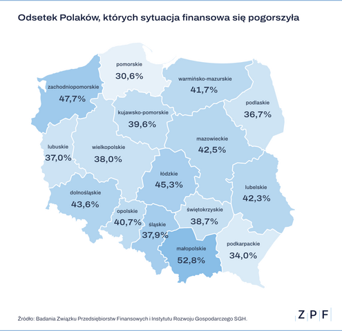 ZPF - Sytuacja finansowa Polaków - badanie Q3 2024 - mapa